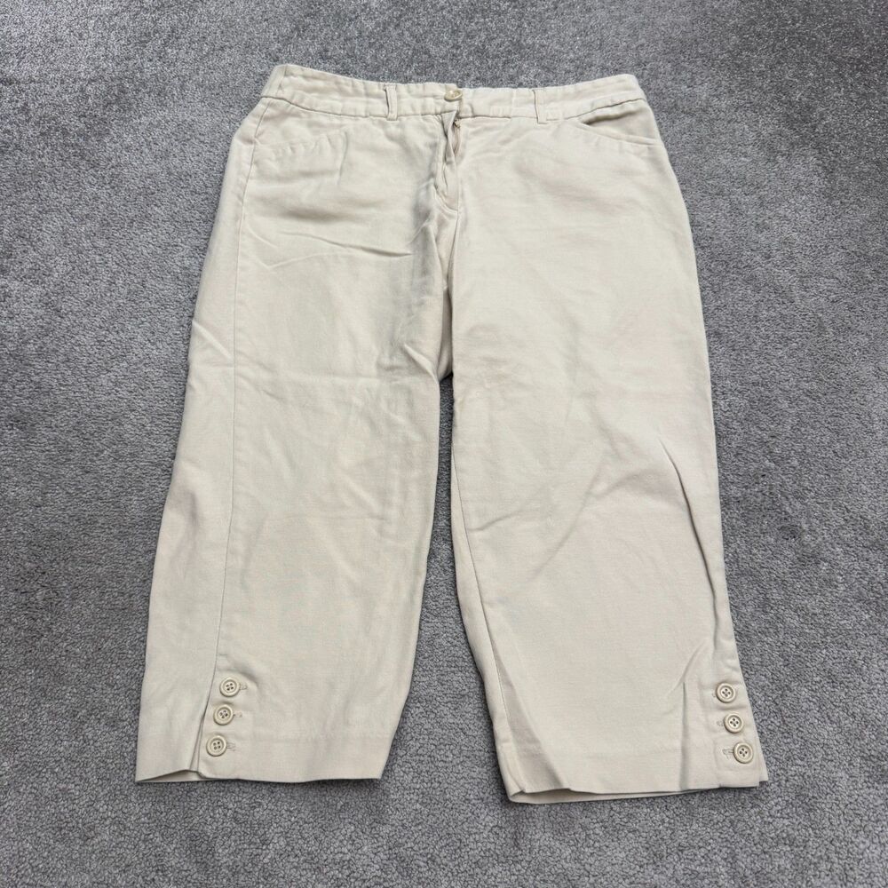 Counterparts Capri Pants Womens 12 Beige Straight Leg High Rise Cotton 33x19